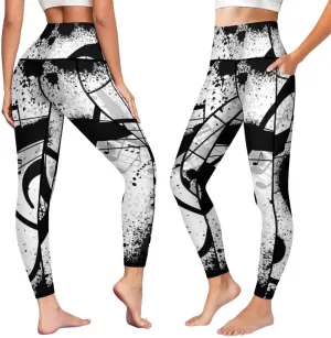 High Waist Yoga Pants with Pockets Tummy Control Workout Running 4 Way Stretch Yoga Leggings for Girls Women