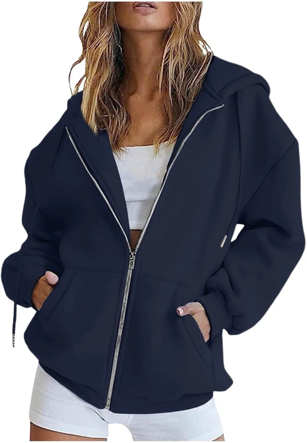 Hoodies for Women Cute Hoodies Teen Girl Fall Jacket Oversized Sweatshirts Casual Drawstring Zip Up Y2K Hoodie with Pocket