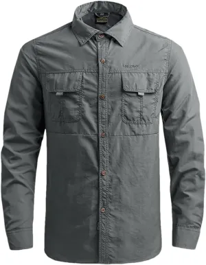 Hot Tactical Hiking Shirts Men Long Sleeve Cargo Work Shirt Summer Outdoor Quick-Dry Military Camping Hunting Fishing Work Shirt Long-gray9 Asian-XXL