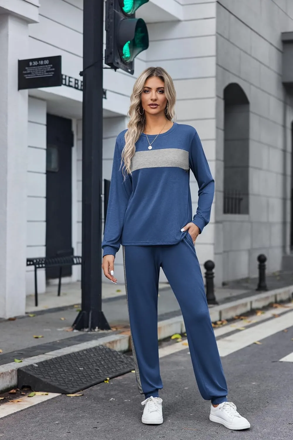 HOTOUCH Women's Two Piece Outfit Long Sleeve Crewneck Pullover Tops And Long Pants Tracksuit 2023 Fashion Sweatshirts