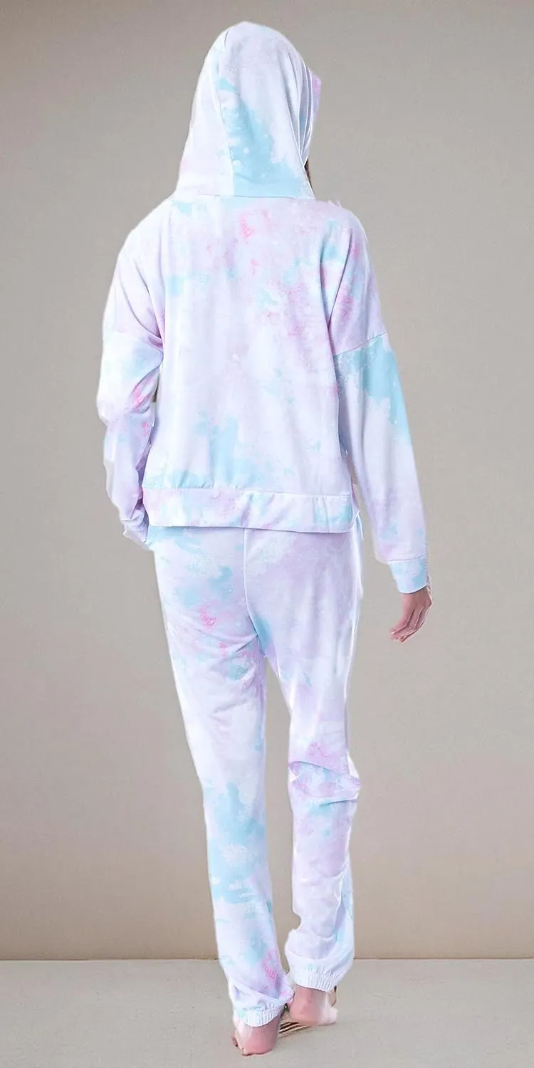 INTIMO Friends TV Show Logo Tie Dye Womens' Pajama Loungewear Hooded Jogger Set