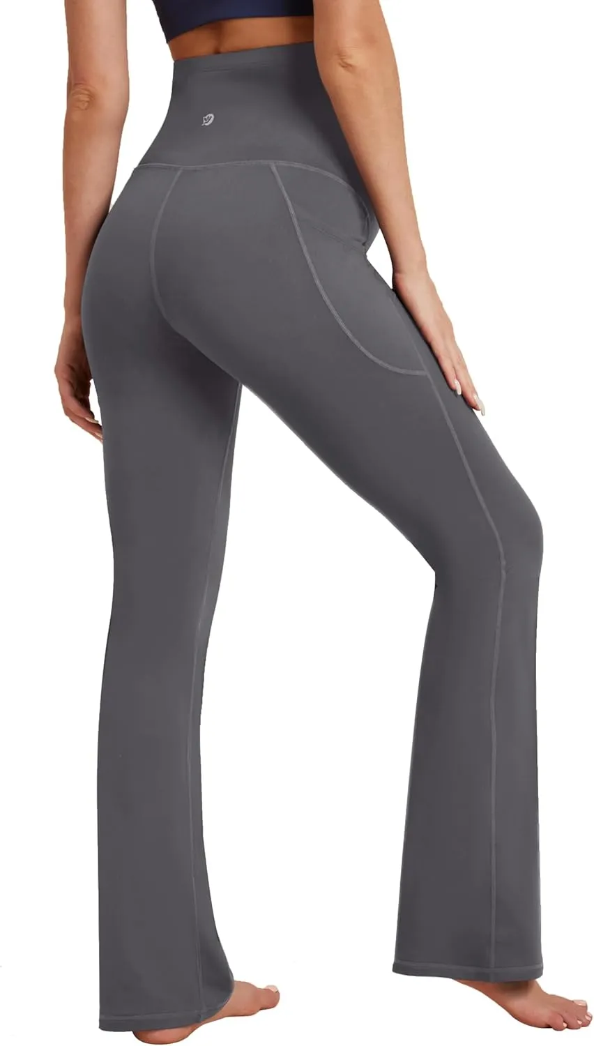 IUGA Fleece Lined Maternity Pants with Pockets Maternity Yoga Pants Flare Bootcut Pregnancy Pants Over The Belly Work Lounge