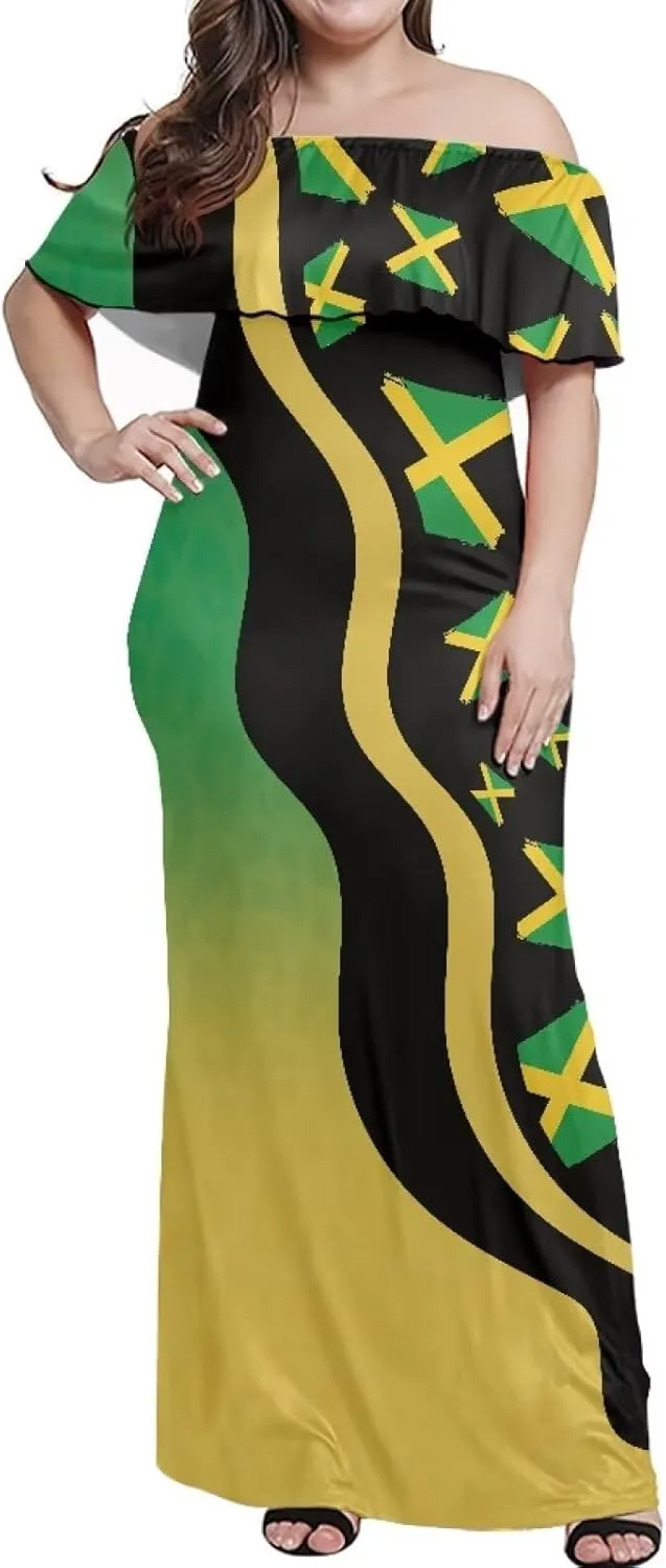 Jamaican Couple Matching Jamaican Clothing Jamaica Flag Dresses & Man Shirt Jamaican Couple Dress for Men and Women