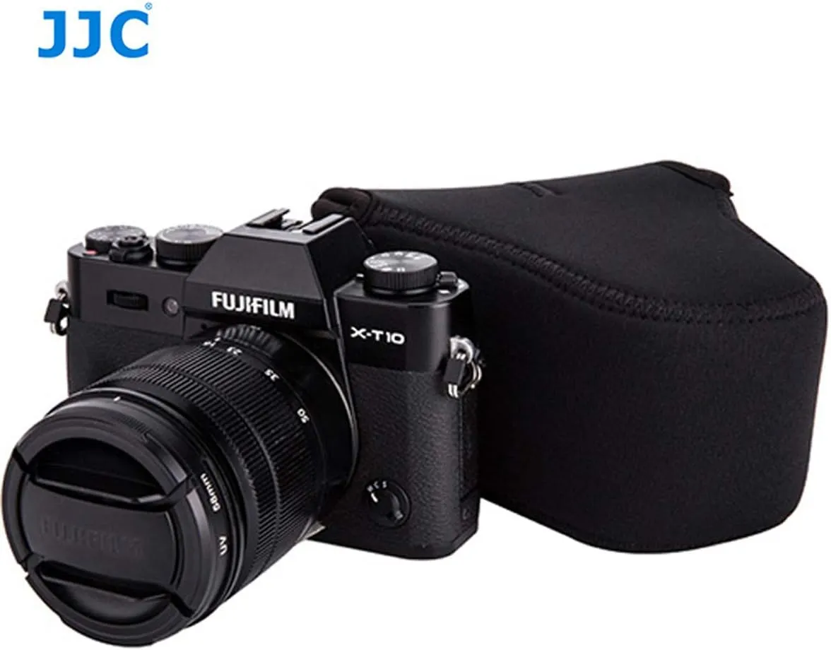 JJC Black Ultra Light Neoprene Camera Case for Fujifilm Fuji X-T100 X-T30 X-T20 X-T10  16-50mm/ 18-55mm/15-45mm/ 23mm Lens/50mm Lens, Pouch Bag for Olympus E-PL8 E-M5II E-M10 II, Canon M50 M5