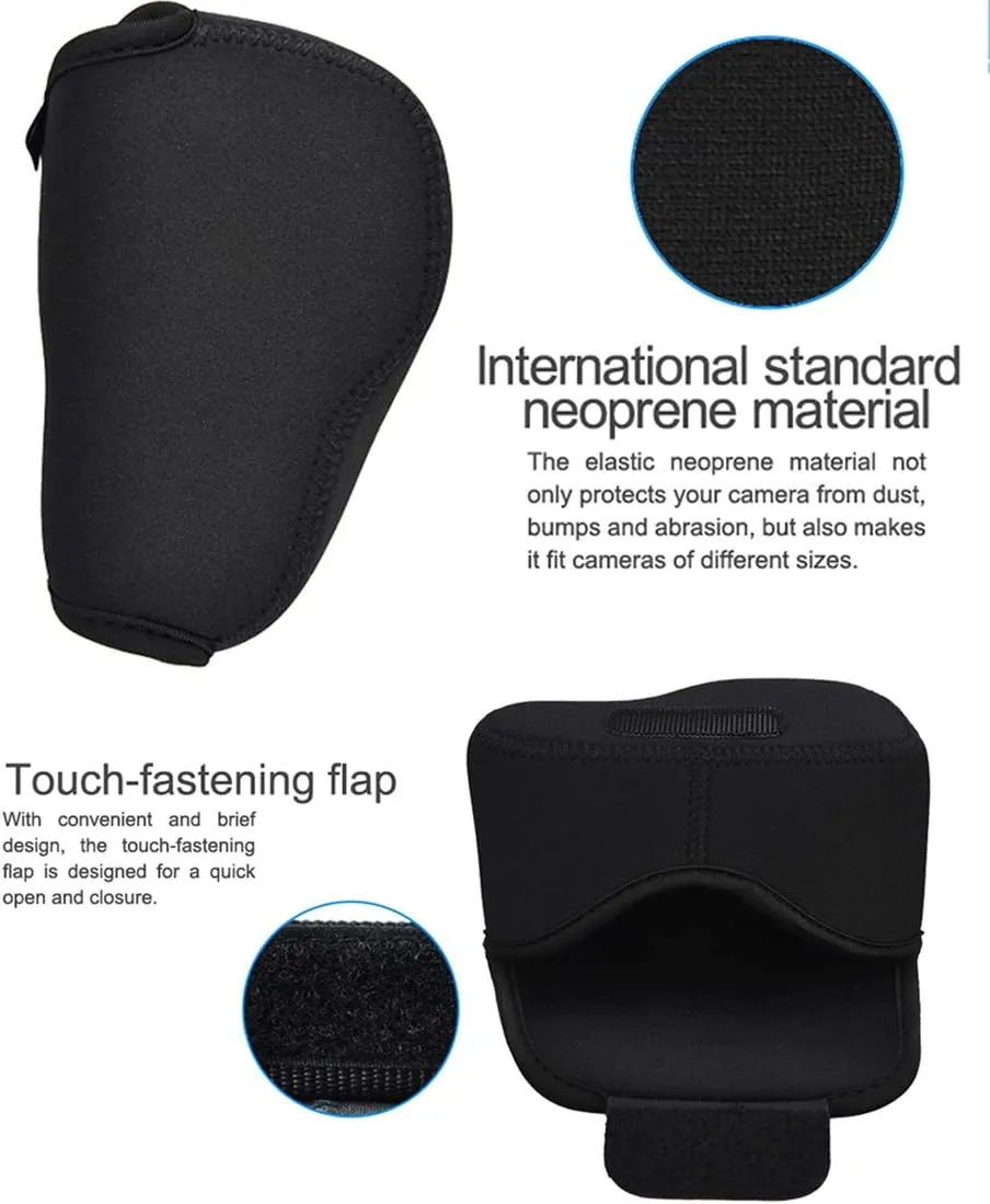 JJC Black Ultra Light Neoprene Camera Case for Fujifilm Fuji X-T100 X-T30 X-T20 X-T10  16-50mm/ 18-55mm/15-45mm/ 23mm Lens/50mm Lens, Pouch Bag for Olympus E-PL8 E-M5II E-M10 II, Canon M50 M5