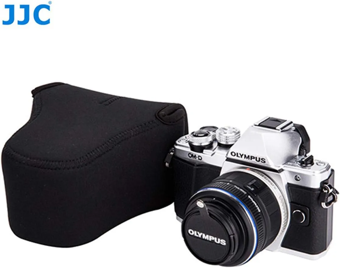 JJC Black Ultra Light Neoprene Camera Case for Fujifilm Fuji X-T100 X-T30 X-T20 X-T10  16-50mm/ 18-55mm/15-45mm/ 23mm Lens/50mm Lens, Pouch Bag for Olympus E-PL8 E-M5II E-M10 II, Canon M50 M5
