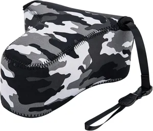 JJC Camouflage Ultra Light Neoprene Camera Case, Compatible with Sony a6600 a6500 a6400 a6300 a6100 a6000 a5100 w/55-210mm Lens, Fuji X-T30 X-T20 X-T10 W/ 55-200mm Lens, Elastic, Water Resistant