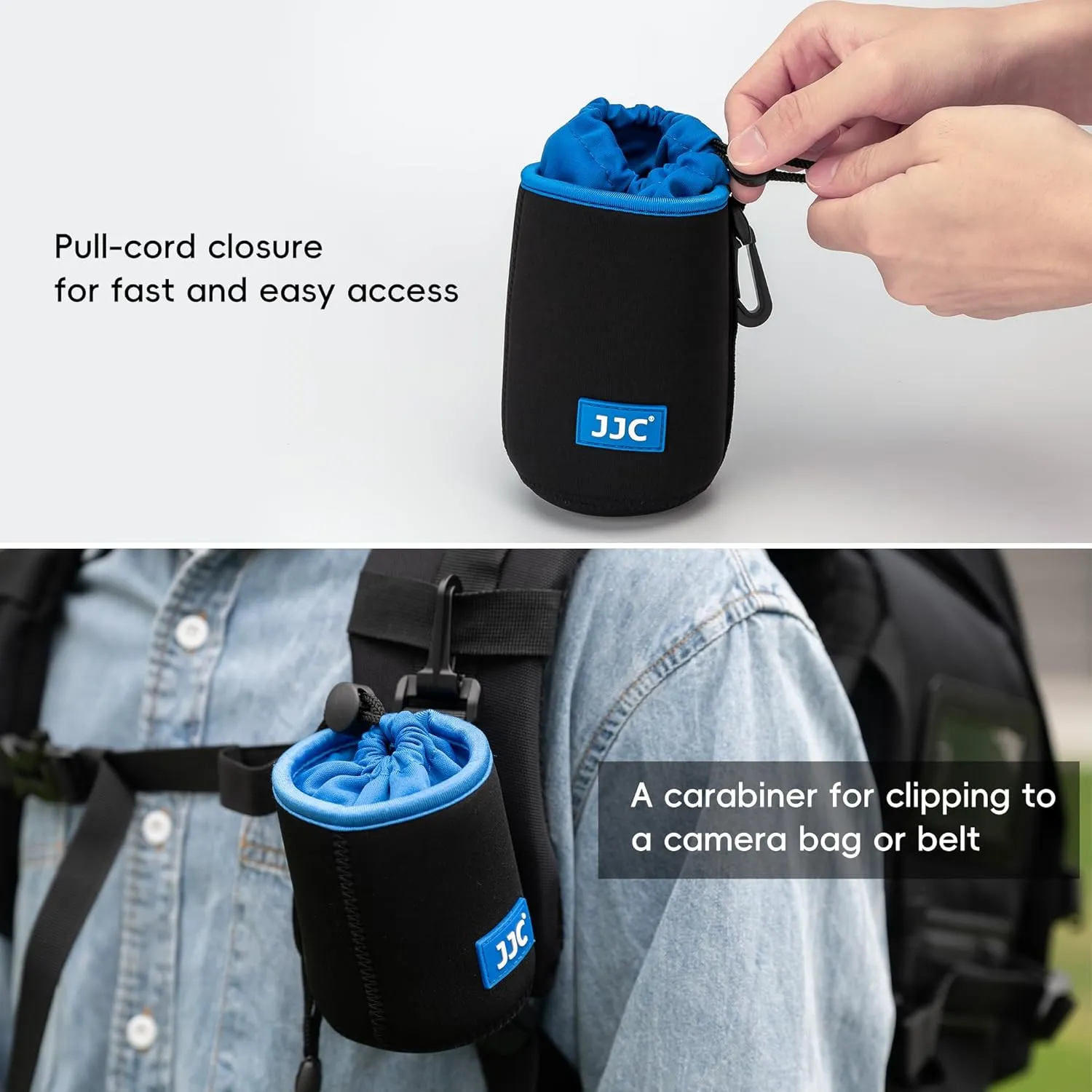 JJC Drawstring Neoprene Camera Lens Pouch Case, Protective Lens Bag for Mirrorless Lenses Up to 3.3 x 5.1 (D X H) for Canon RF 85mm EF-S 18-135mm Sony E 18-105mm E 55-210mm and More