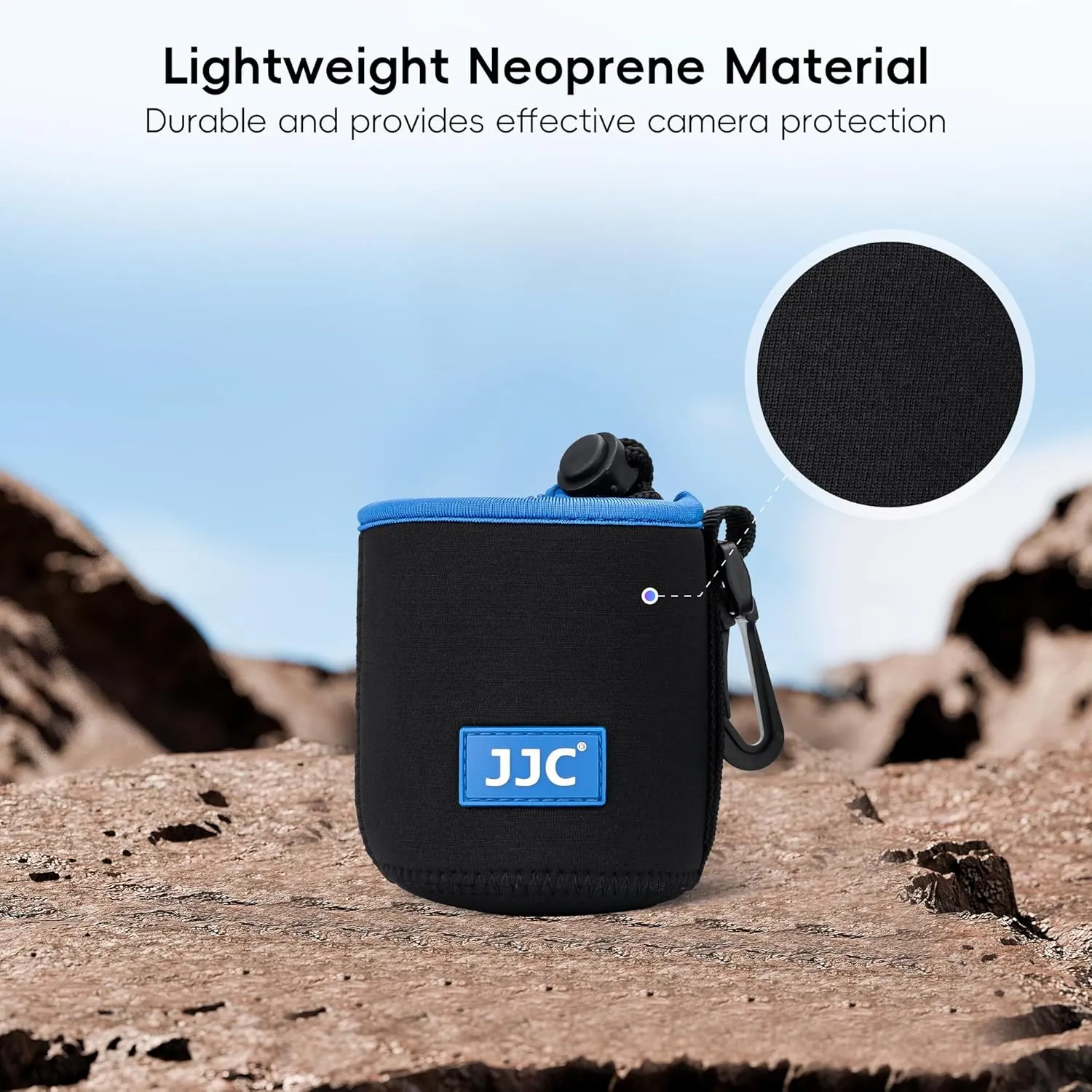JJC Drawstring Neoprene Camera Lens Pouch Case, Protective Lens Bag for Mirrorless Lenses Up to 3.3 x 5.1 (D X H) for Canon RF 85mm EF-S 18-135mm Sony E 18-105mm E 55-210mm and More