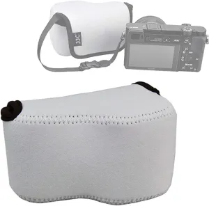 JJC Gray Ultra Light Neoprene Camera Case Pouch Bag, Compatible with Sony a6600 a6500 a6400 a6300 a6100 a6000 a5100 with Sony SELP1650 16-50mm Zoom Pancake Lens, Size 120 x 73 x 87mm