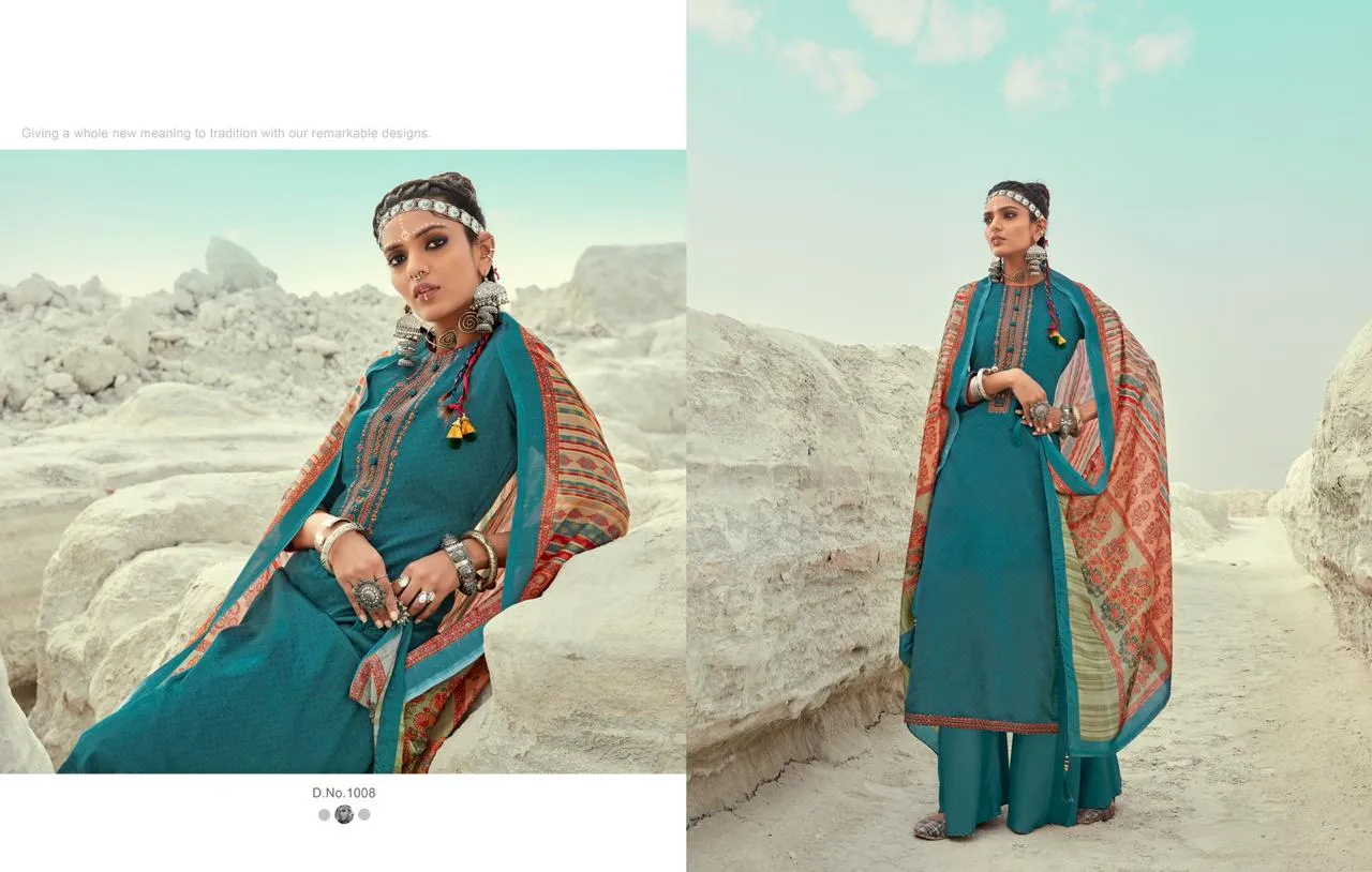 KARACHI PRINTS ELENA JAM BUTTI WITH DAMAN PATTI WORK DRESS MATERIAL