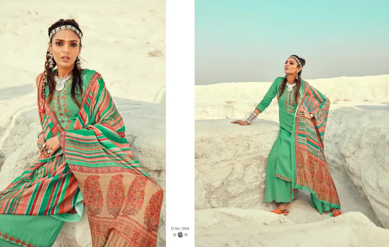 KARACHI PRINTS ELENA JAM BUTTI WITH DAMAN PATTI WORK DRESS MATERIAL
