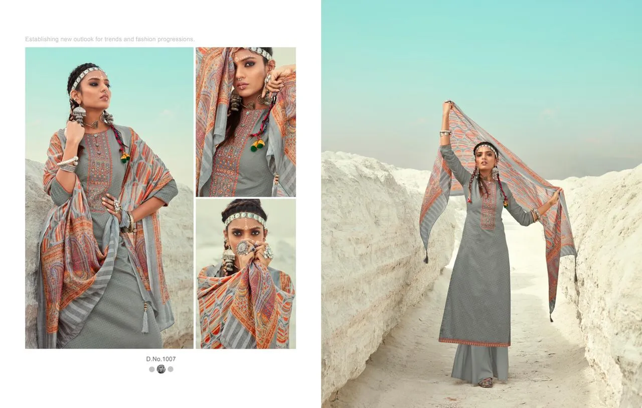KARACHI PRINTS ELENA JAM BUTTI WITH DAMAN PATTI WORK DRESS MATERIAL