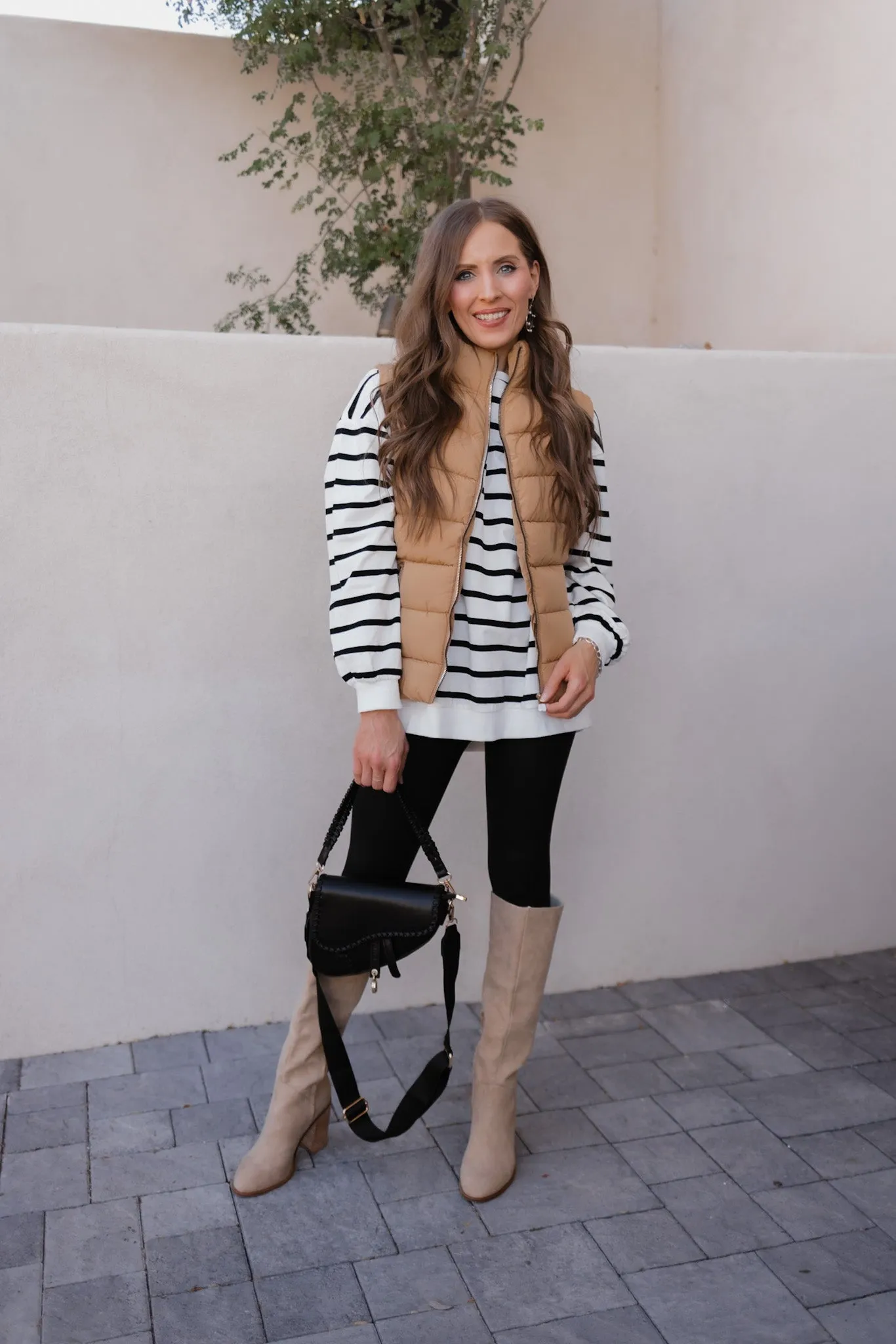 Khaki Zip Up Turtleneck Vest with Pockets
