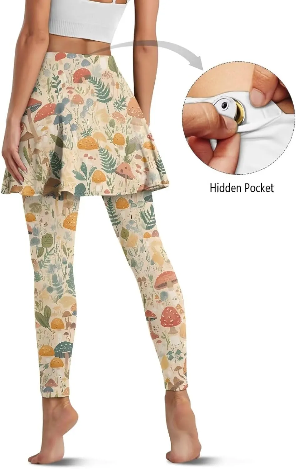 Ladybug Tennis Skirted Leggings with Pocket,Women Turtle Elastic Yoga Legging with Skirt,Forest Comfy Yoga Leggings