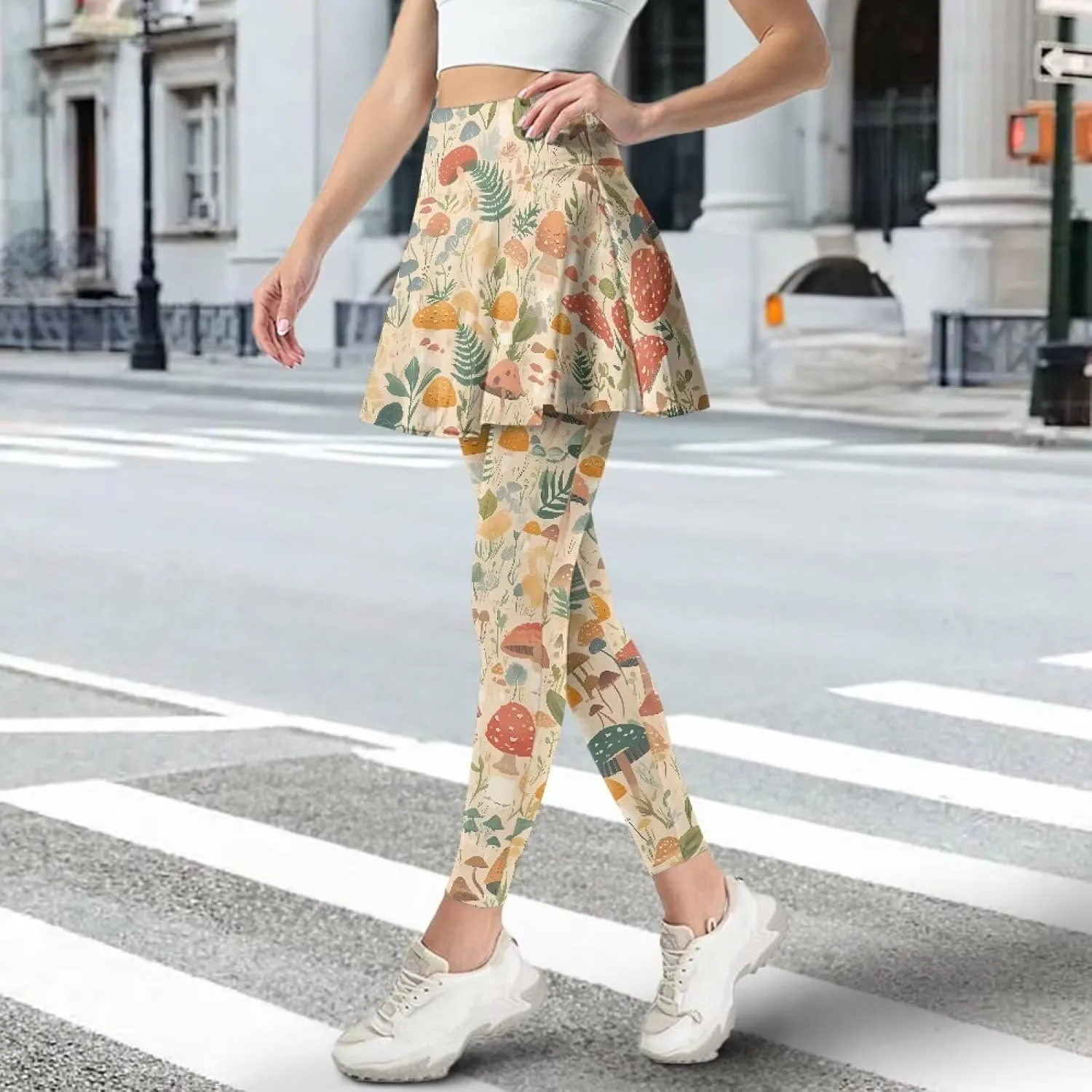 Ladybug Tennis Skirted Leggings with Pocket,Women Turtle Elastic Yoga Legging with Skirt,Forest Comfy Yoga Leggings