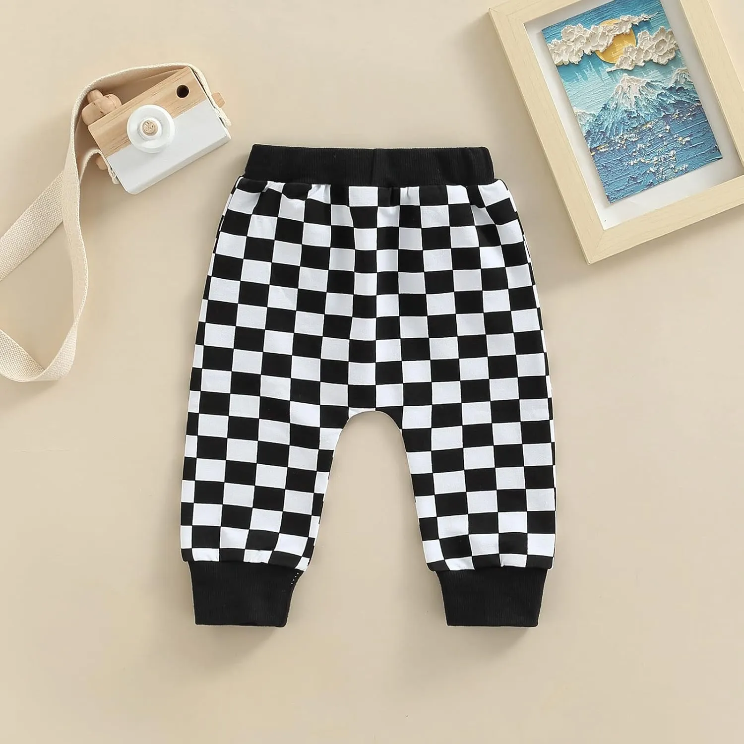 Lamuusaa Boys Newborn Toddler Summer Cotton Plaid Jogger Shorts Elastic Waist Casual Short Pants 0-3T