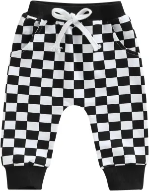 Lamuusaa Boys Newborn Toddler Summer Cotton Plaid Jogger Shorts Elastic Waist Casual Short Pants 0-3T