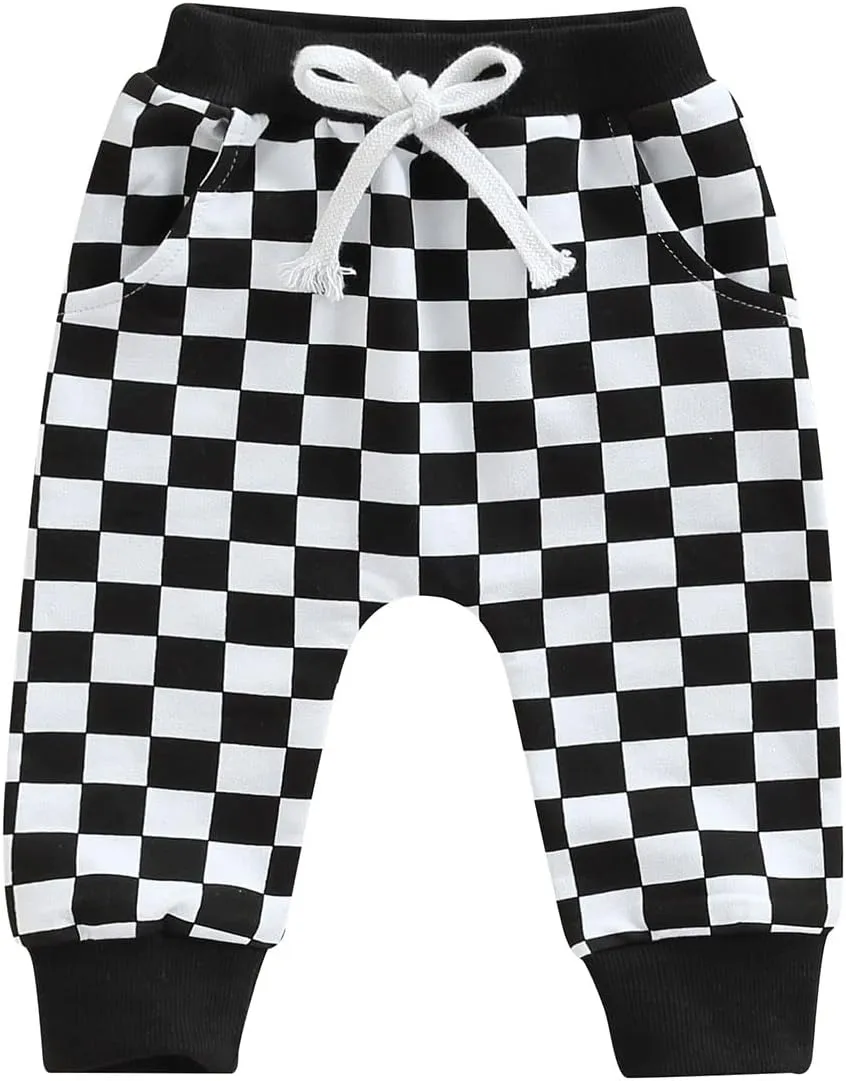 Lamuusaa Boys Newborn Toddler Summer Cotton Plaid Jogger Shorts Elastic Waist Casual Short Pants 0-3T