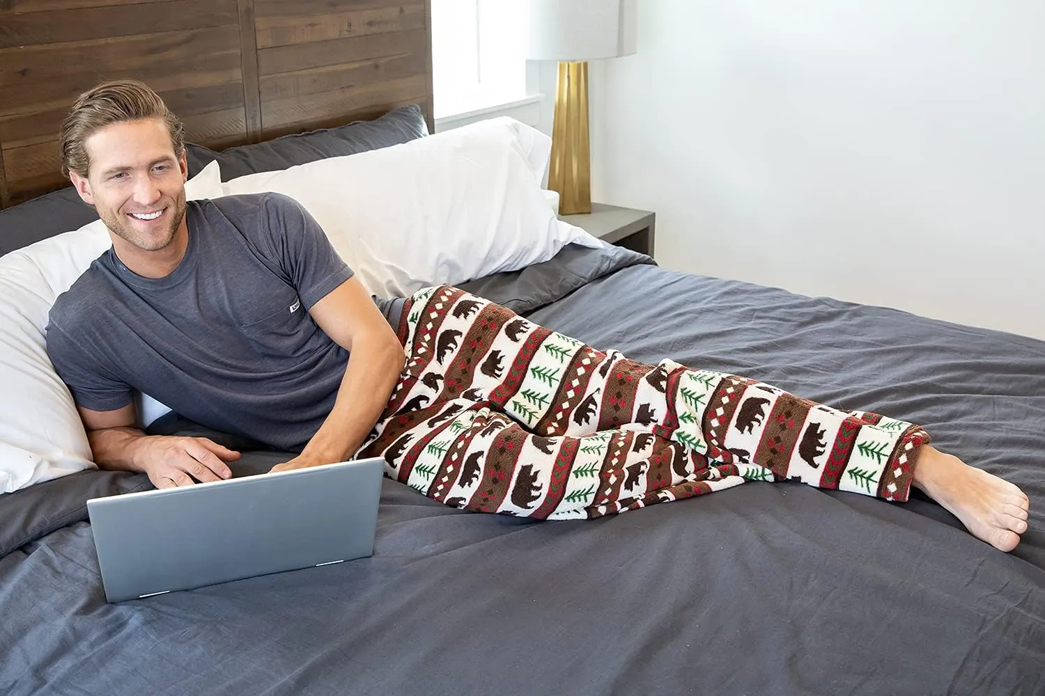 Lazy One Men's Fleece Pajama Pants, Nordic Fleece Pajama Bottoms for Men, Warm Pajama Pants