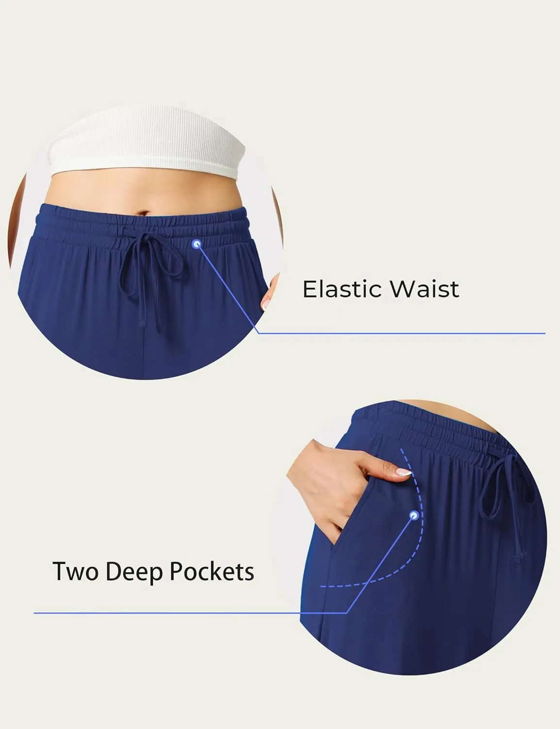 LazyCozy Women's Bamboo-Derived Viscose Capri Pajama Pants, Casual Wide Leg Lounge Pants Pajama Bottoms