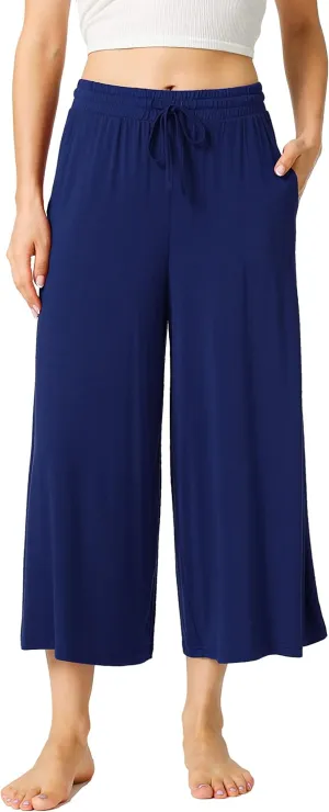 LazyCozy Women's Bamboo-Derived Viscose Capri Pajama Pants, Casual Wide Leg Lounge Pants Pajama Bottoms