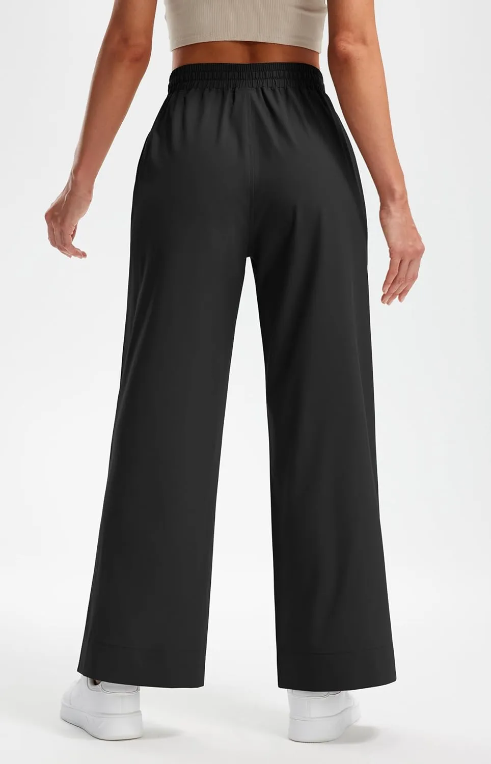 Libin Women's Lightweight Wide Leg Pants 27"/29" High Waisted Casual Work Pants Lounge Flowy Trousers with Pockets