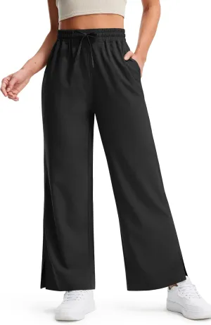 Libin Women's Lightweight Wide Leg Pants 27"/29" High Waisted Casual Work Pants Lounge Flowy Trousers with Pockets