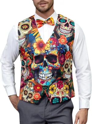 LINOCOUTON Men's Festival Suit Vest with Bow Tie