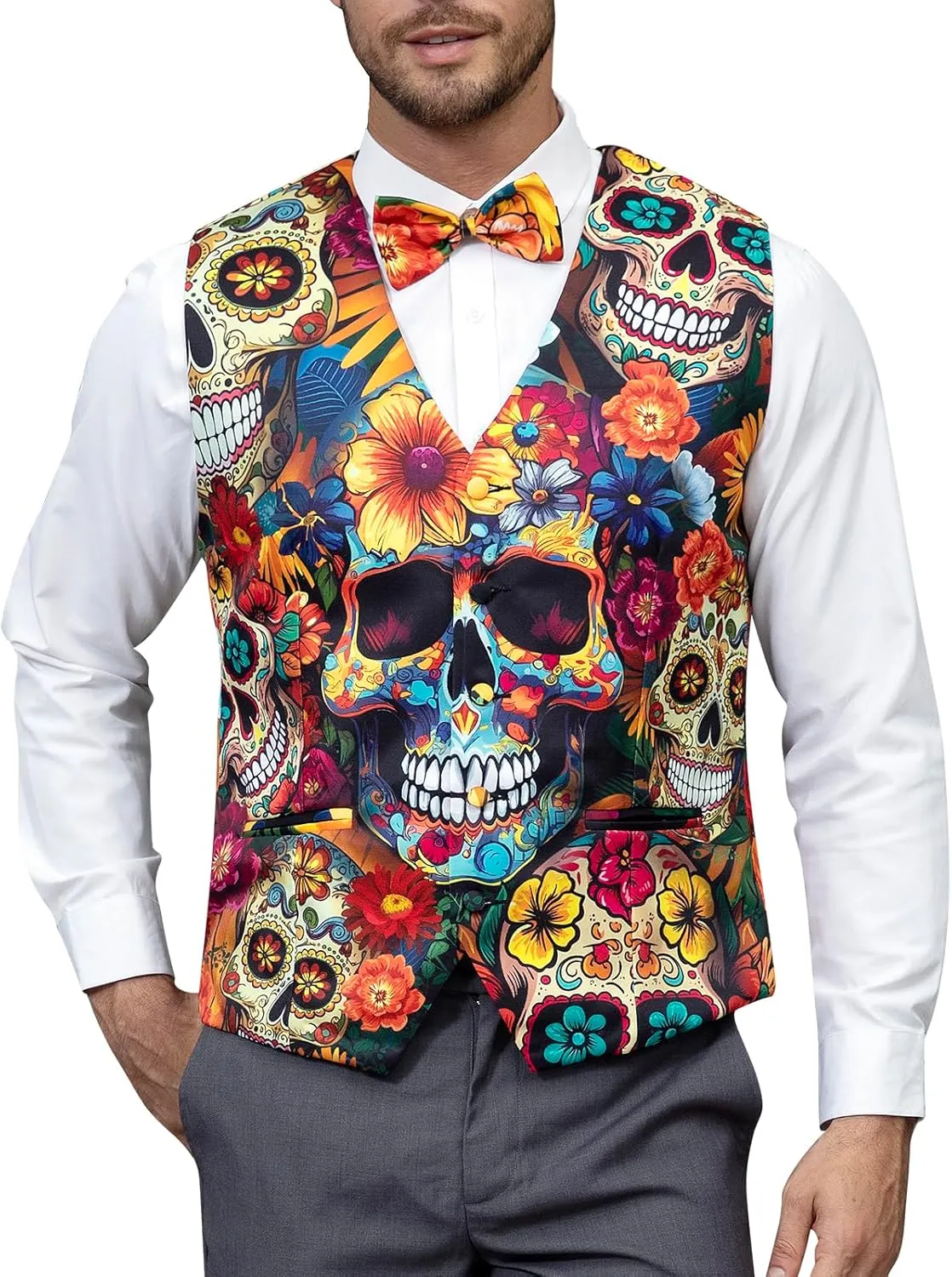 LINOCOUTON Men's Festival Suit Vest with Bow Tie