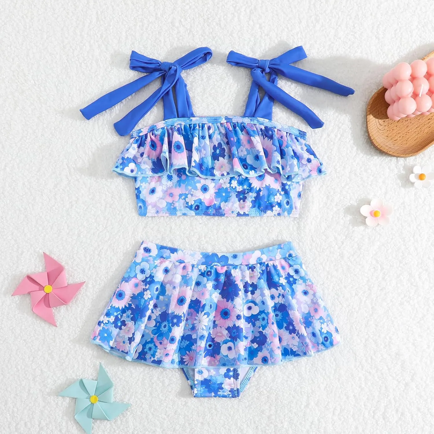 Little Girls Two Piece Bikini Set Ruffle Stripe Watermelon Summer Beach Bathing Suit Swimsuit 1-5 Years