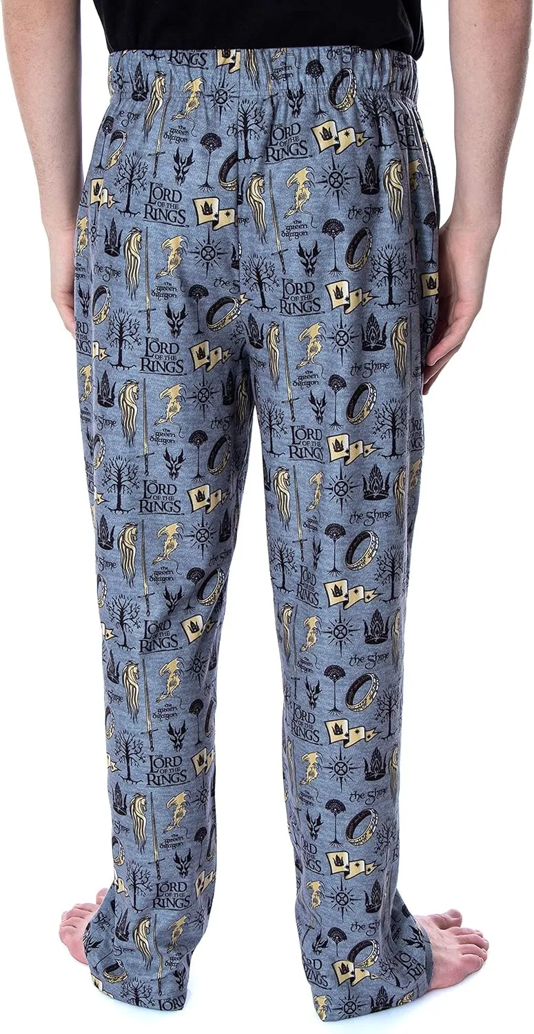 Lord of the Rings Men's Allover Pattern Adult Sleepwear Lounge Bottoms Pajama Pants