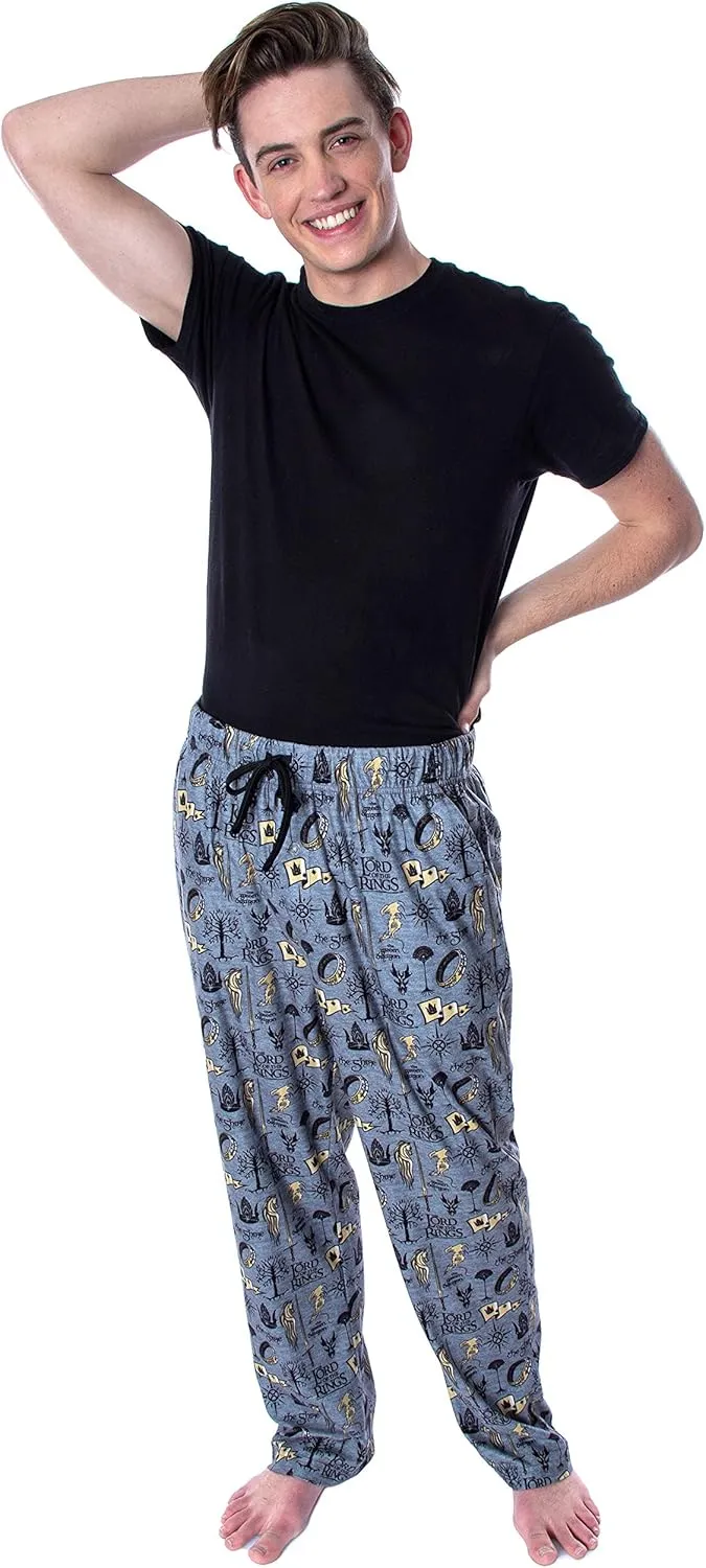 Lord of the Rings Men's Allover Pattern Adult Sleepwear Lounge Bottoms Pajama Pants