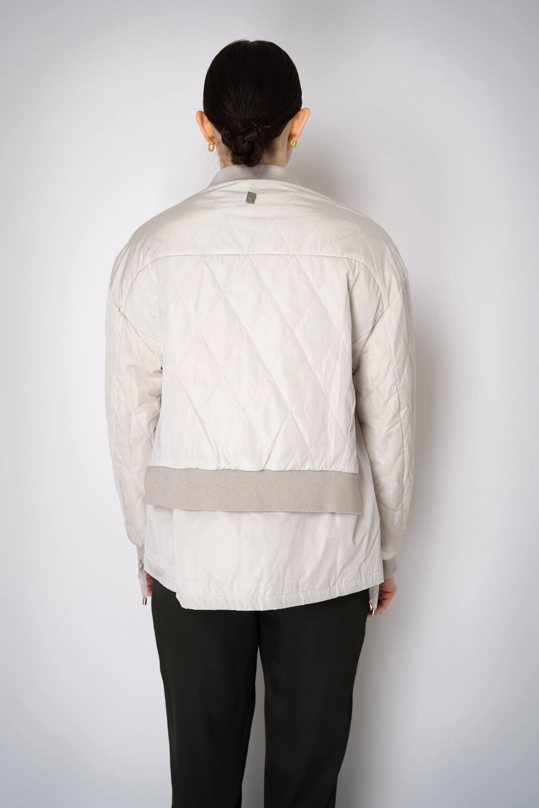 Lorena Antoniazzi Layered Quilted Bomber Jacket in Beige