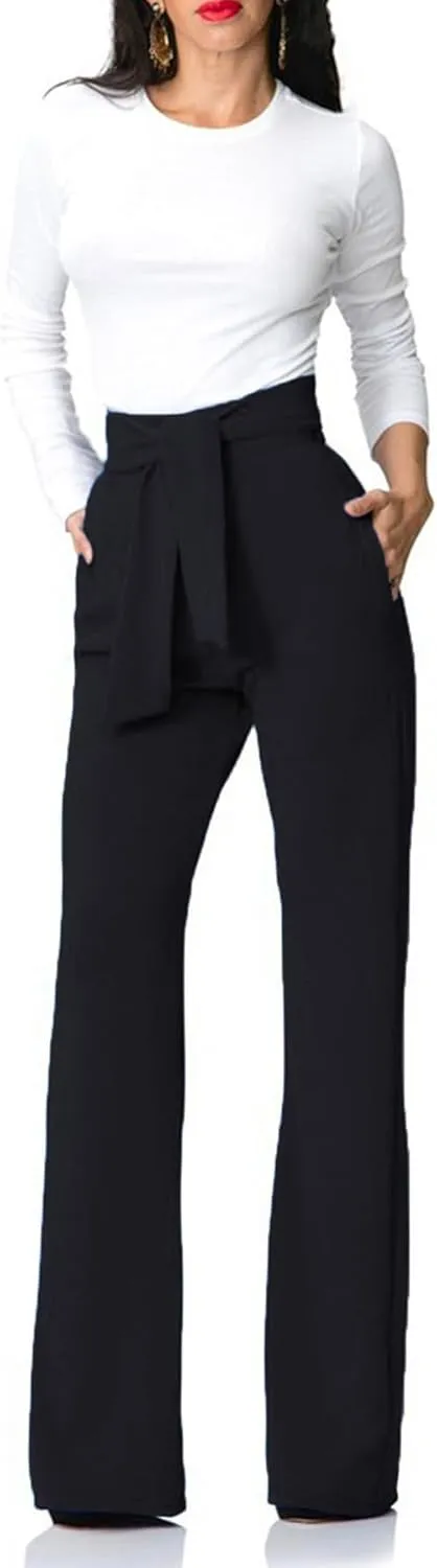 Lucuna Women's Dress Pants High Waisted Wide Leg Work Pants Slacks Office Business Casual Trousers