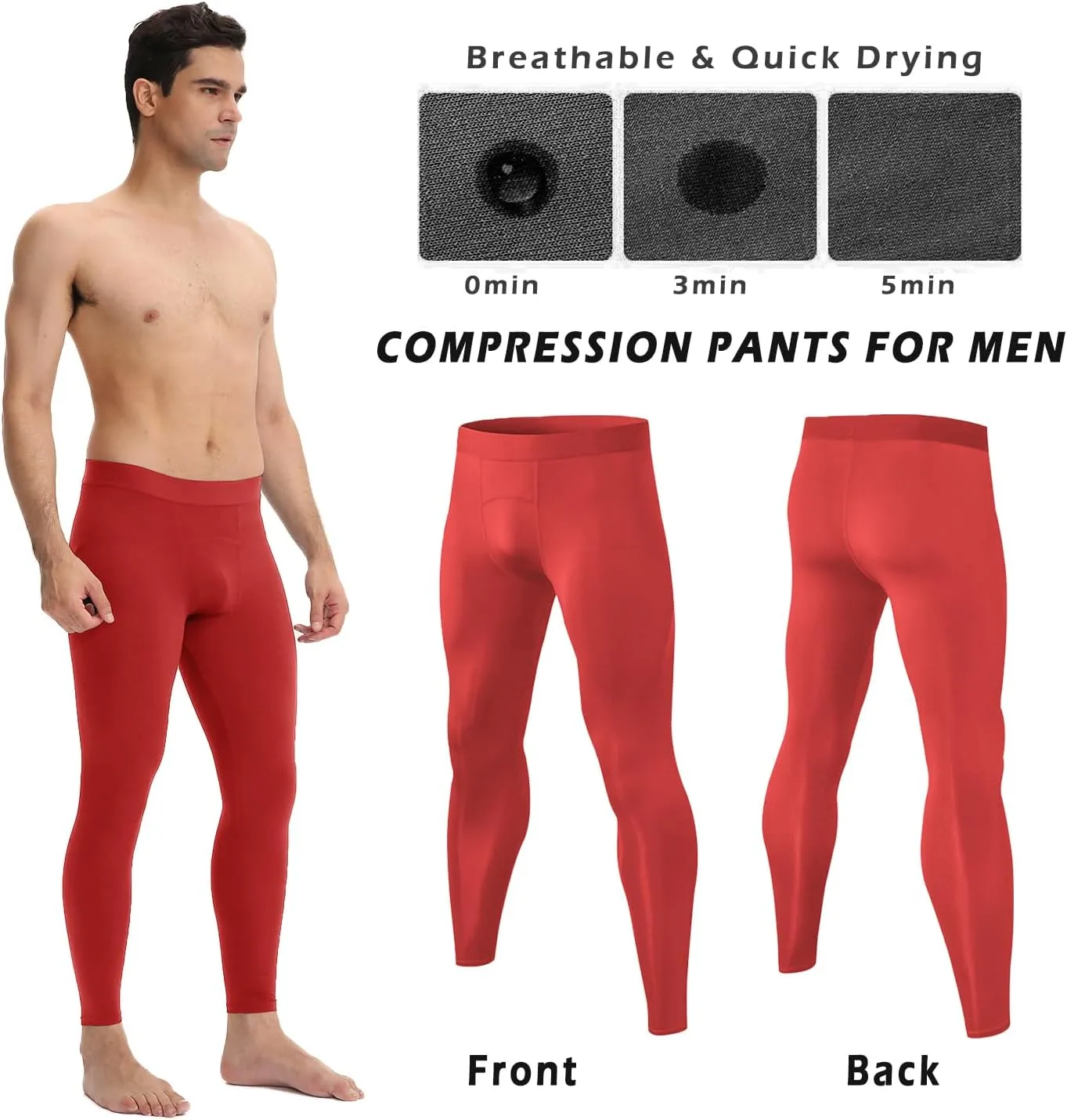 Men Compression Pants Football Basketball Leggings Spandex Tights for Active Athletic Workout Running Cool Dry