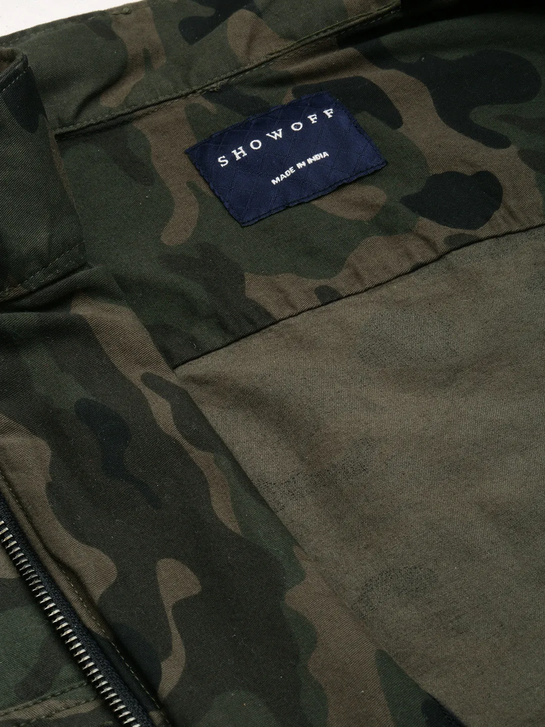Men Green Printed Casual Jacket