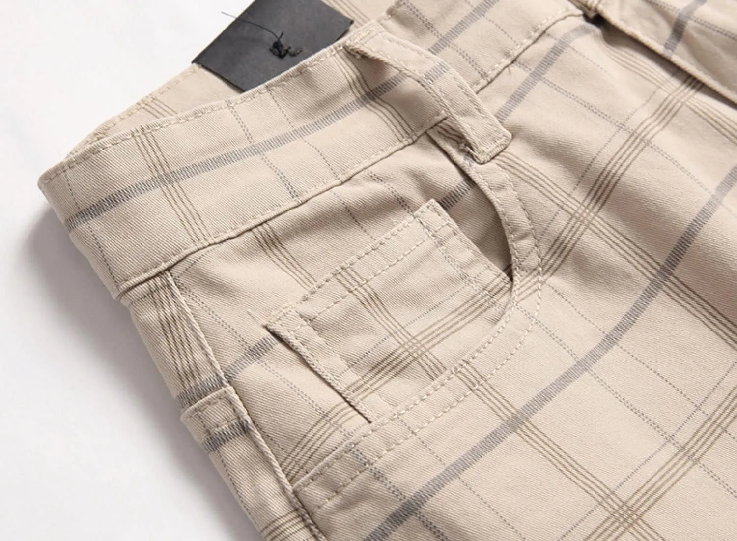 Mens Casual Plaid Chino Pants Fashion Lightweight Flat-Front Stretch Skinny Slim Fit Business Dress Pants