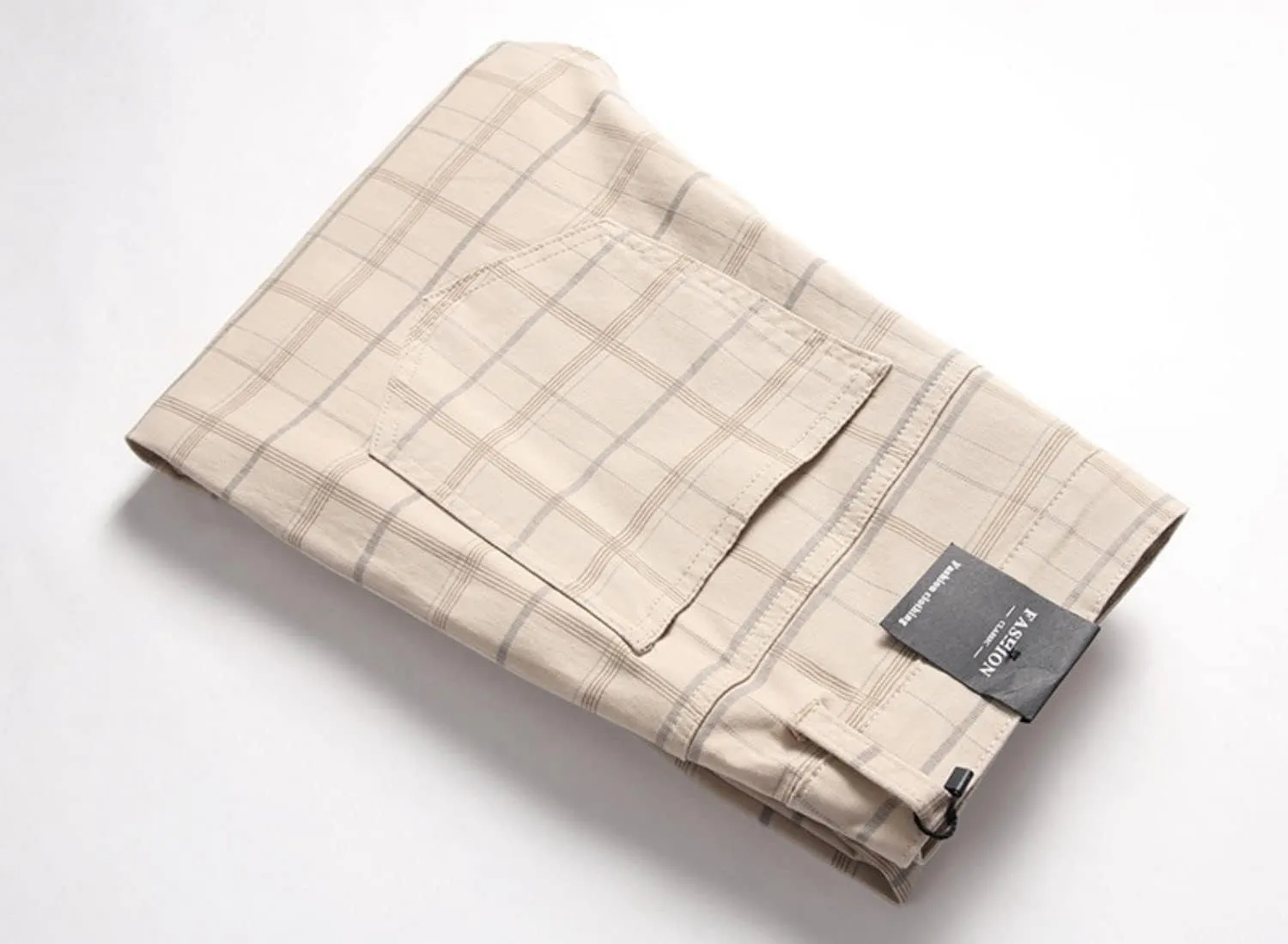 Mens Casual Plaid Chino Pants Fashion Lightweight Flat-Front Stretch Skinny Slim Fit Business Dress Pants