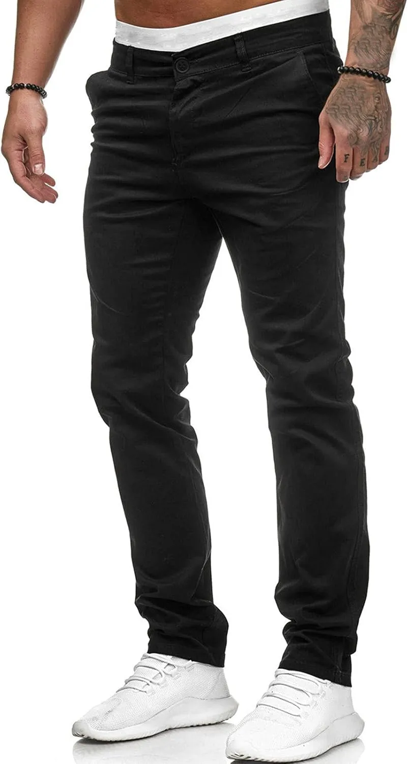 Men's Chino Pants Slim Fit Stretch Comfy Lightweight Dress Pants Skinny Straight Formal Pants Casual Business Trousers