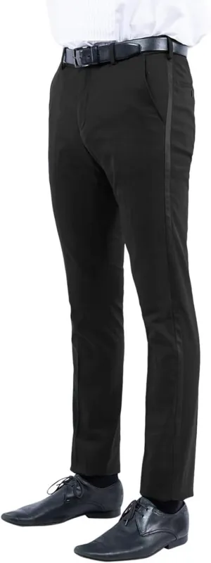 Men's Slim Fit Dress Pants Expandable Waist Flat Front Slacks
