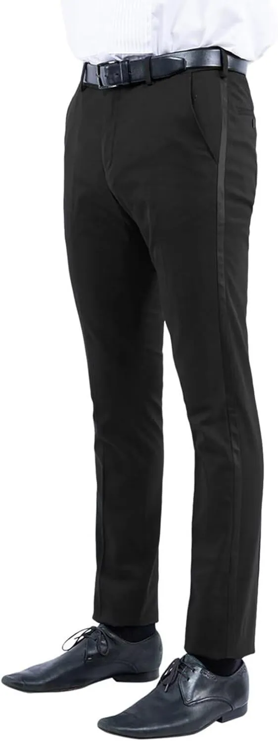 Men's Slim Fit Dress Pants Expandable Waist Flat Front Slacks