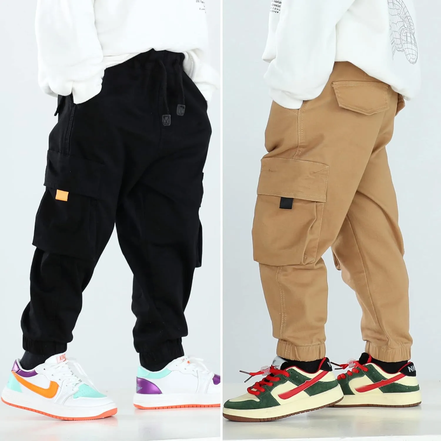 MINI PANDA Toddler Pants, Black Pants Toddler Boys or Girls, Little Boy Pants 2-Pieces