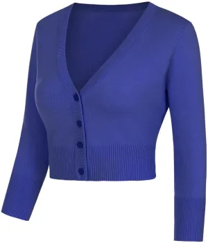 MINTLIMIT Women's Cropped Shrug Bolero 3/4 Sleeve Button Down Cardigan Sweater