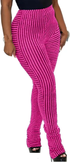 Molisry Women's Stacked Leggings Pants Trendy Fuzzy High Waist Slim Fit Fringe Flared Sweatpants Fall 2024