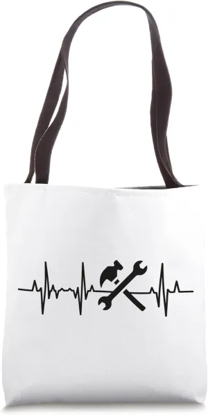 My Heart Beats For Mechanics Machinery Cardiogram Tote Bag