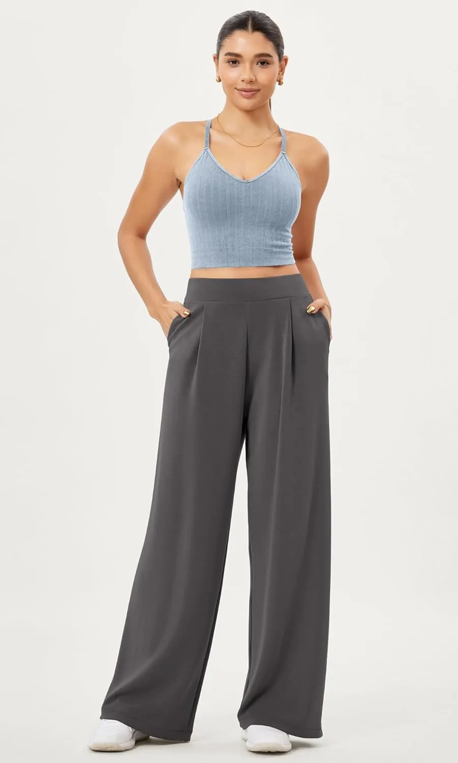 ODODOS Seamless Padded Sports Bra for Women Strappy Longline Wirefree Brami Ribbed Crop Tank Tops
