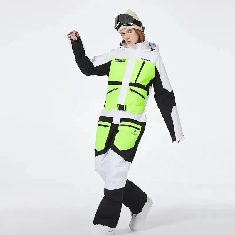 One-piece Ski Suit for Men & Women Patchwork Snowwear-US ONLY
