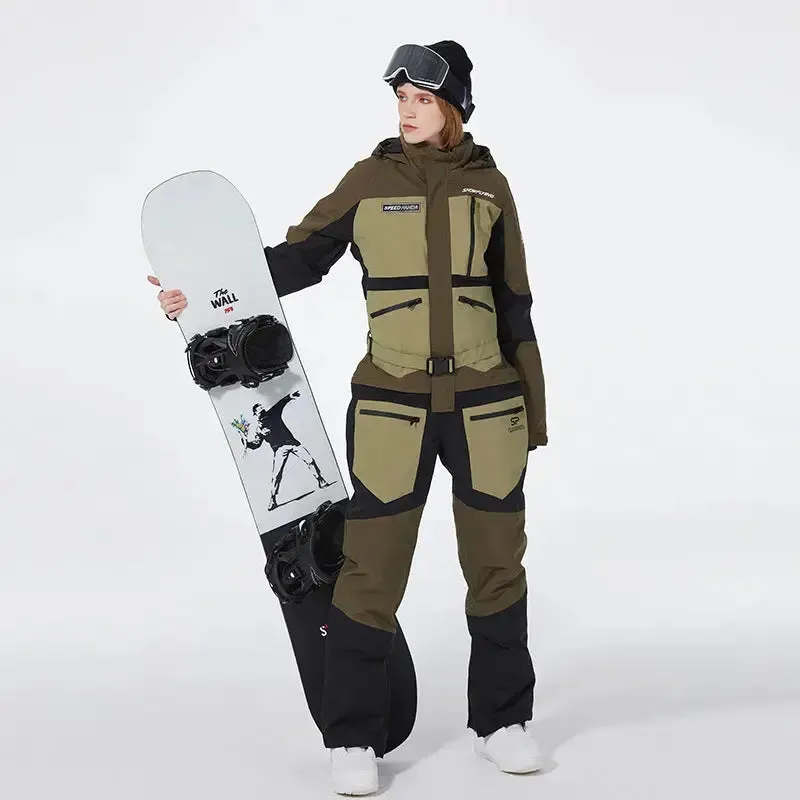 One-piece Ski Suit for Men & Women Patchwork Snowwear