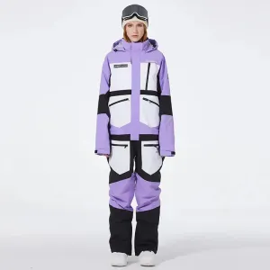 One-piece Ski Suit for Men & Women Patchwork Snowwear